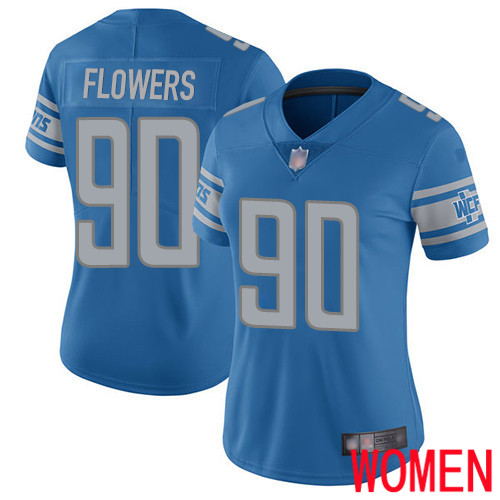 Detroit Lions Limited Blue Women Trey Flowers Home Jersey NFL Football #90 Vapor Untouchable->women nfl jersey->Women Jersey